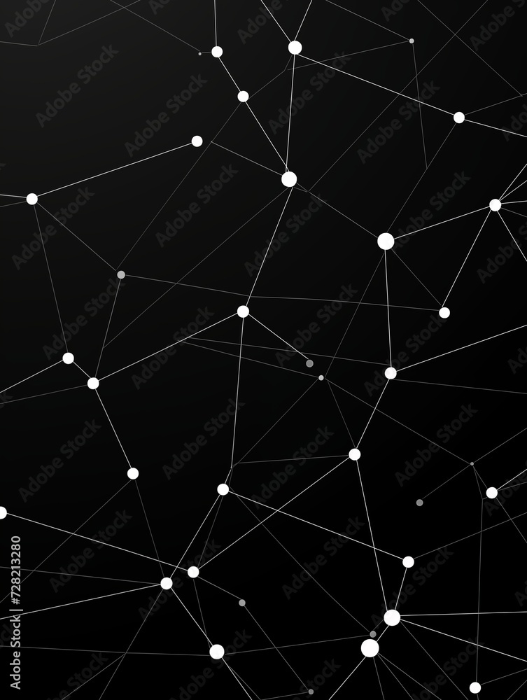 Wall mural white dots and lines on black background representing network connection. generative ai