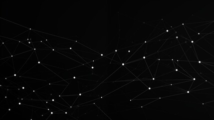 White Connection Lines and Dots on Black Background. Generative AI