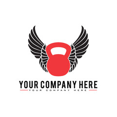 Fitness sports club idea with wings and dumbbells logo design