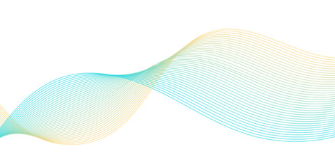 Fototapeta premium Golden, yellow wave, curve, ocean line on transparent background. Abstract frequency sound wave technology and science background. Wavy banner, template design.