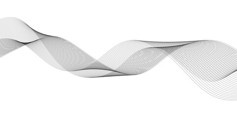 Vector curve wave line seamless pattern. Abstract gray curved line for banner design and frequency sound wave line. Technology and business wave lines on transparent background. 