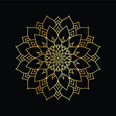 Obraz premium Golden mandala on a black background, vector illustration.