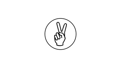 Fototapeta premium Hand showing two finger icon isolated on white background illustration. Hand gesture winner and victory symbol. 