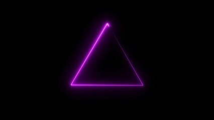 Abstract neon light glowing triangle frame loading background illustration.