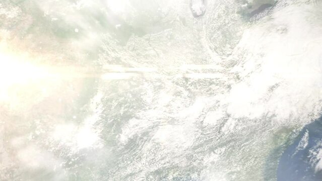 Zoom in from space and focus on Poplar Bluff, Missouri, USA. 3D Animation. Background for travel intro. Elements of this image furnished by NASA.
