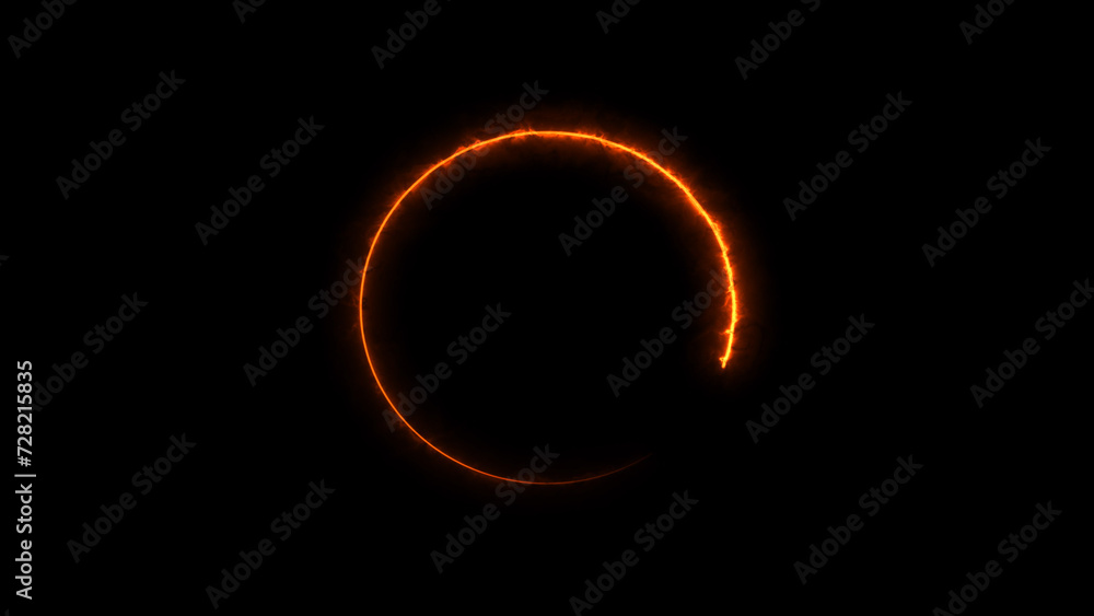 Canvas Prints abstract neon light glowing fire circle frame loading background illustration.
