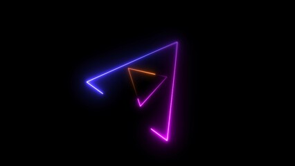 Abstract neon line glowing triangle frame loading background illustration.