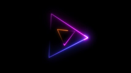 Abstract neon line glowing triangle frame loading background illustration.