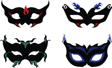 set of creepy carnival mask .illustration