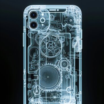 iphone showing intricate internal, electronic circuit board