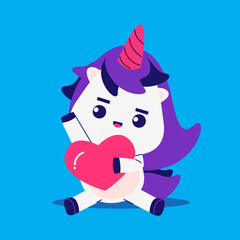 Cartoon unicorn in love element