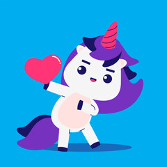 Cartoon unicorn in love element