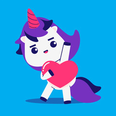 Cartoon unicorn in love element