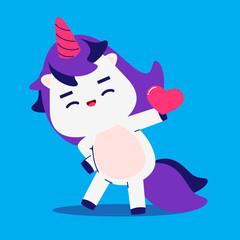 Cartoon unicorn in love element