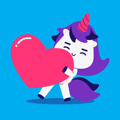 Cartoon unicorn in love element