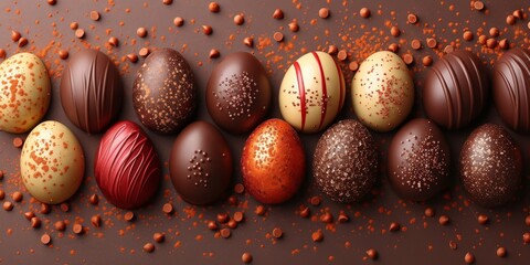 chocolate easter eggs on a brown background