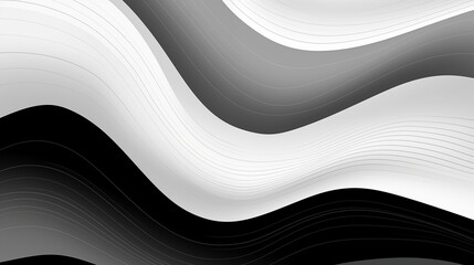Black and White Waves Abstract Background. Generative AI