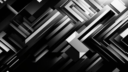 Dark Monochrome Abstract Geometric Background. Generative AI