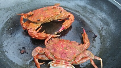 5th July 2019, Pangandaran. Crabs on frying pan