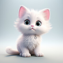 adorable kawaii baby kitten playing outside in nature. look like modern animation style. Bright and cute, kid-friendly