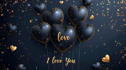 Expressive love: a charming greeting card adorned with heart-shaped balloons and the heartfelt text i love you, a perfect token for a loved one, celebrating affection and romance on Valentine's Day.