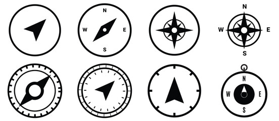 Compass icons. Set of vector compass icons.