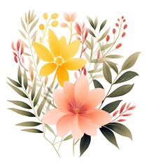 Watercolor flower bouquet Pattern of decorative elements

