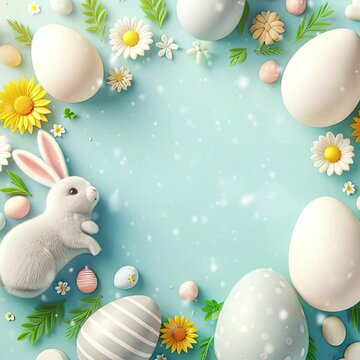 easter bunny with easter eggs
