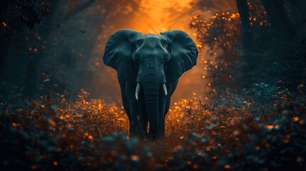 Elephant Emerging from the Mist at Dawn