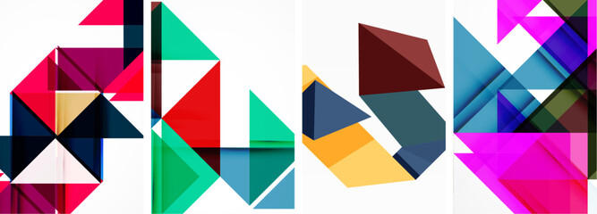 Triangle poster geometric background set