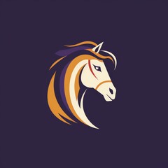 flat vector logo of animal horse stylish flat horse logo for an equestrian center, highlighting elegance and freedom