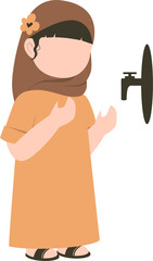 Muslim kid doing ablution Illustration 