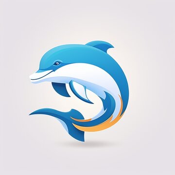 flat vector logo of animal dolphin dynamic flat dolphin logo for a lively and agile representation