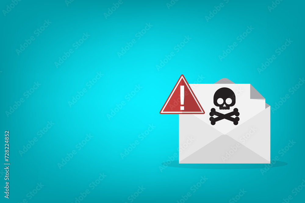 Poster spamming mailbox icon. email hacking and spam warning symbol.