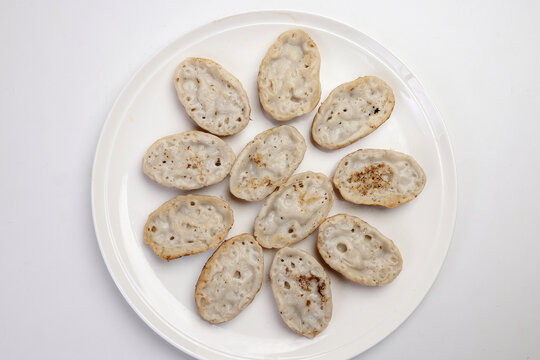 Fluffy ground rice powder pancake Bengali chitoi Dhaka  Chikui  Sora pitha on white background