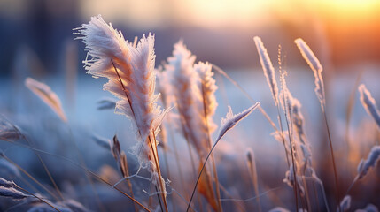 grass  illuminated by the soft glow of the morning sun