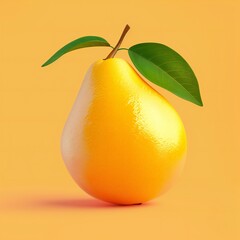 orange mango pear with leaves