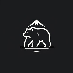 Flat logo vector logo of Bear minimalistic flat bear logo for an outdoor adventure brand, representing strength and nature. - obrazy, fototapety, plakaty