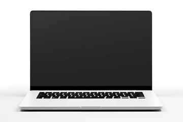 Front view of a laptop with a blank screen on a white background