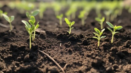 Healthy young seedlings thriving in a nutrient rich soil environment