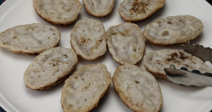Fluffy ground rice powder pancake Bengali chitoi Dhaka  Chikui  Sora pitha on white background