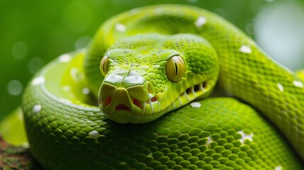 Obraz premium snake close up against blurred nature background.