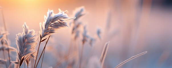 Obraz premium grass illuminated by the soft glow of the morning sun
