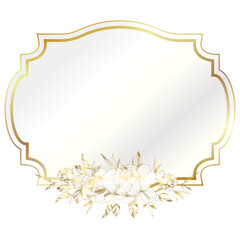 Gold white elegant flower frame