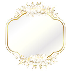 Gold white elegant flower frame