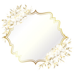 Gold white elegant flower frame