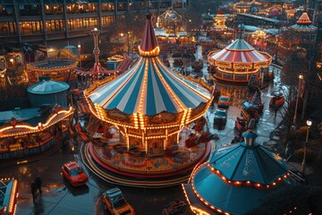 Amusement Park from Above in HD
