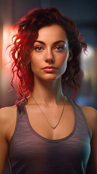 a digital painting of a woman in a tank top