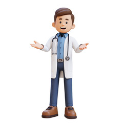 3D Doctor Character Communication Pose. Suitable for Medical content