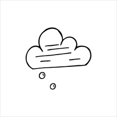 Hand-Drawn Thought Cloud Doodle on a White Background Illustration
